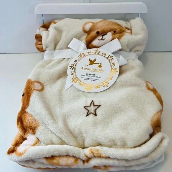 Adirondack Baby by Berkshire My Cozy Cream Baby Blanket Teddy Bears & Stars - Picture 13 of 13